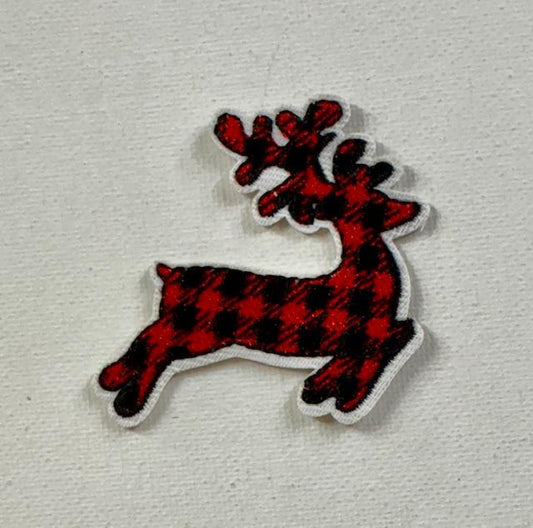 Red checkered Reindeer patch