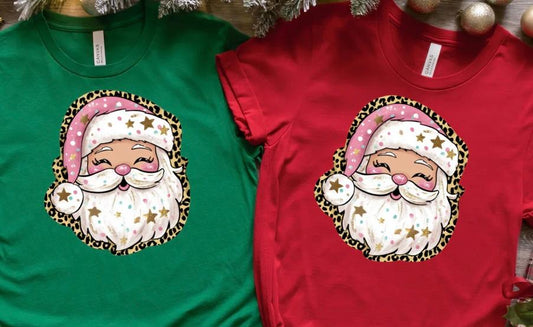 Santa - pink hat & stars