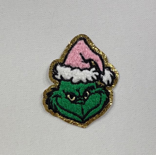 Grinch pink hat patch