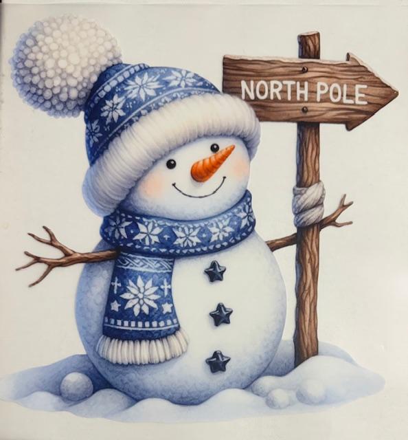 Snowman - holding Northpole sign