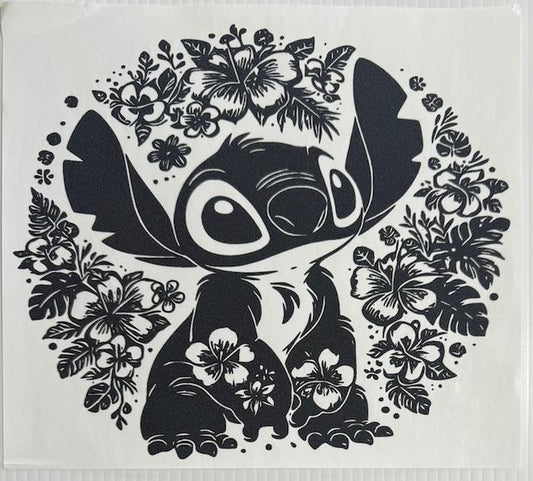 Stitch - flowers, black print