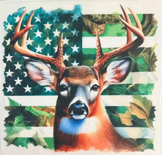Deer, flag background