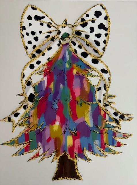 Christmas Tree-black/white bow