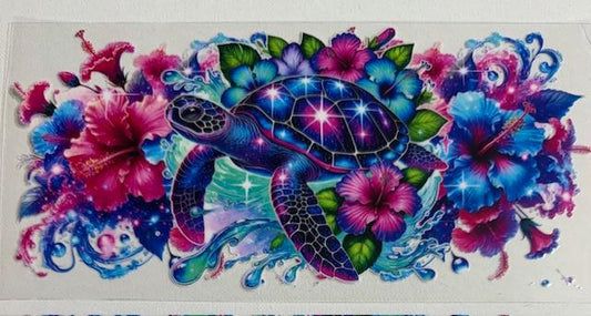 Turtle - pink/blue hibiscus