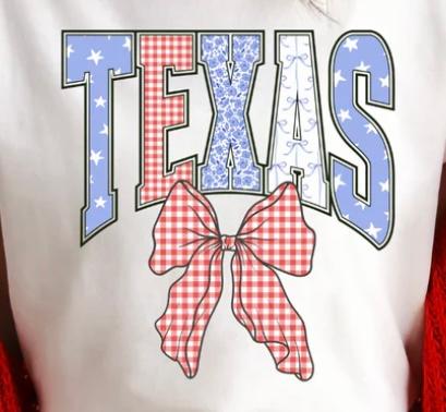 Texas-red checkered bow