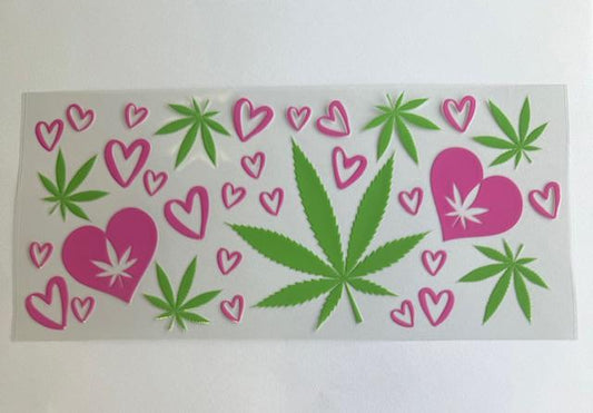 Weed plant & hearts cup wrap